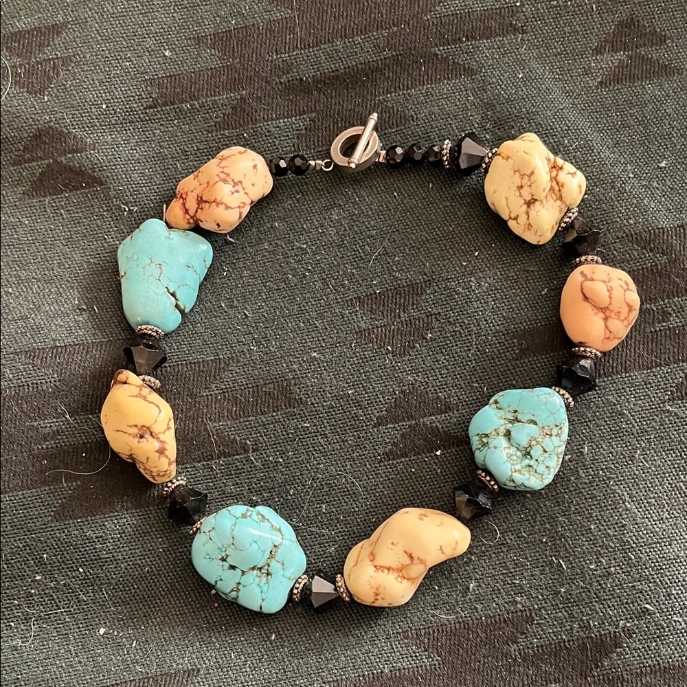 Turquoise and Tan Beaded Necklace